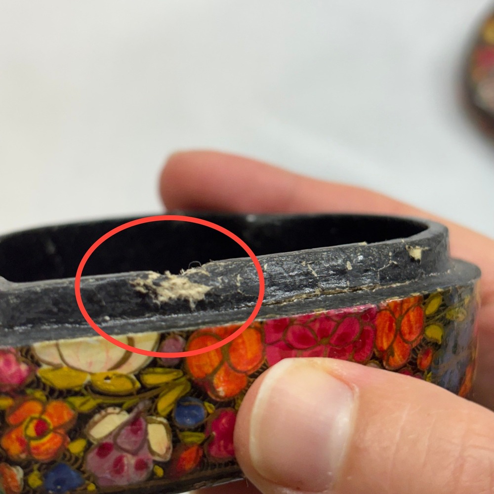 Kashmir Trinket Box Unisex Small Multicolor Good Hand Painted Heart Floral - Picture 8 of 9